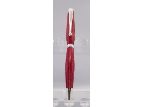 Slim red stained ash chrome pen